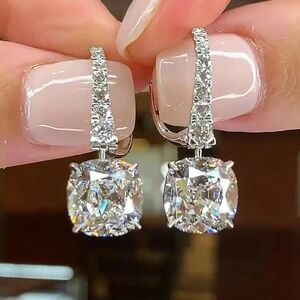 Elegant Silver Color Crystal Drop Earrings
